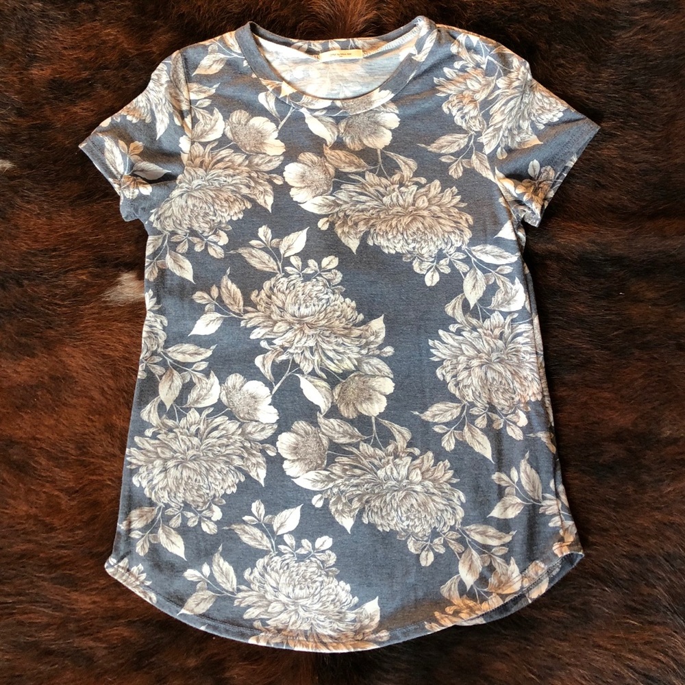 Dusty blue floral shirt